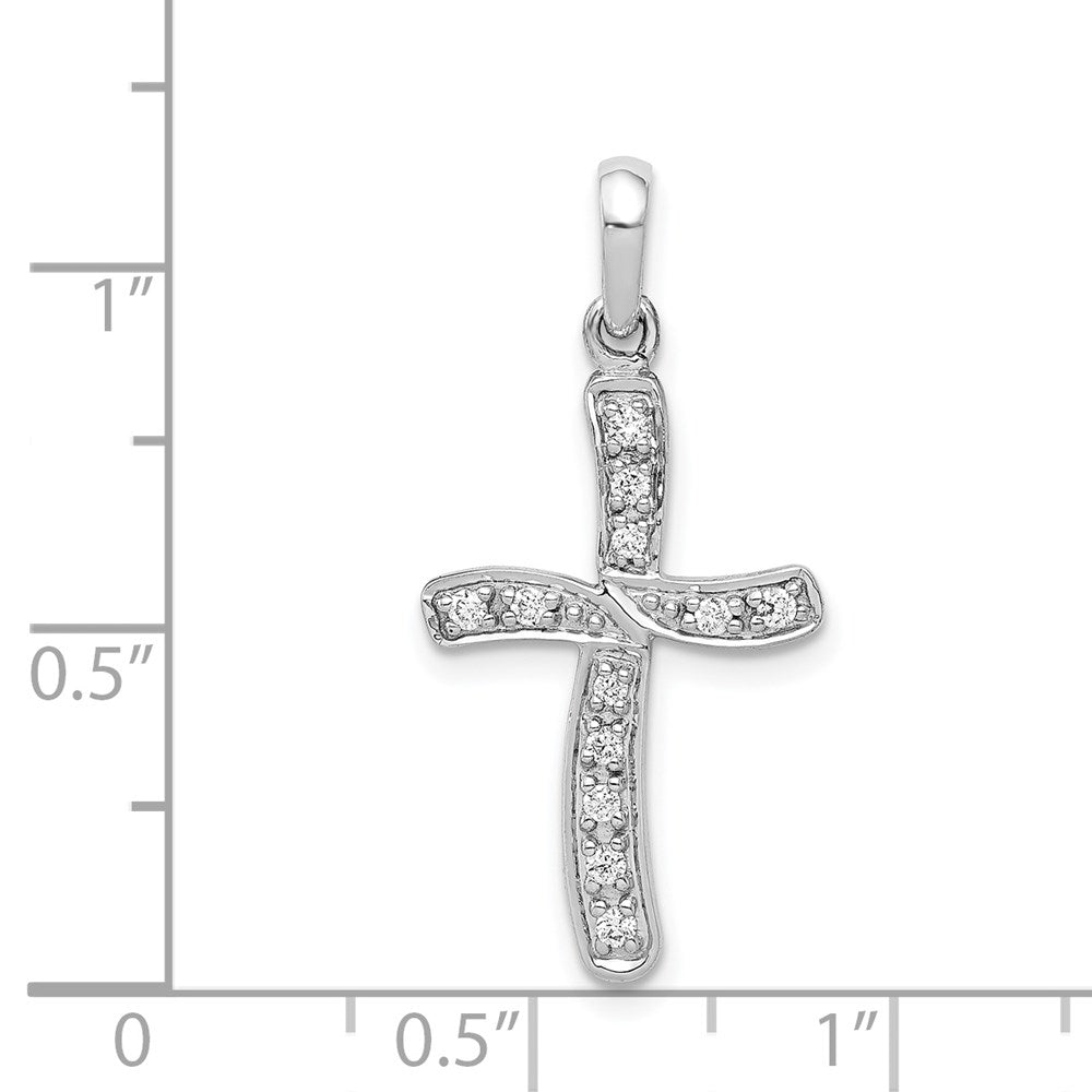 14k White Gold 1/8ct. Real Diamond Cross Pendant