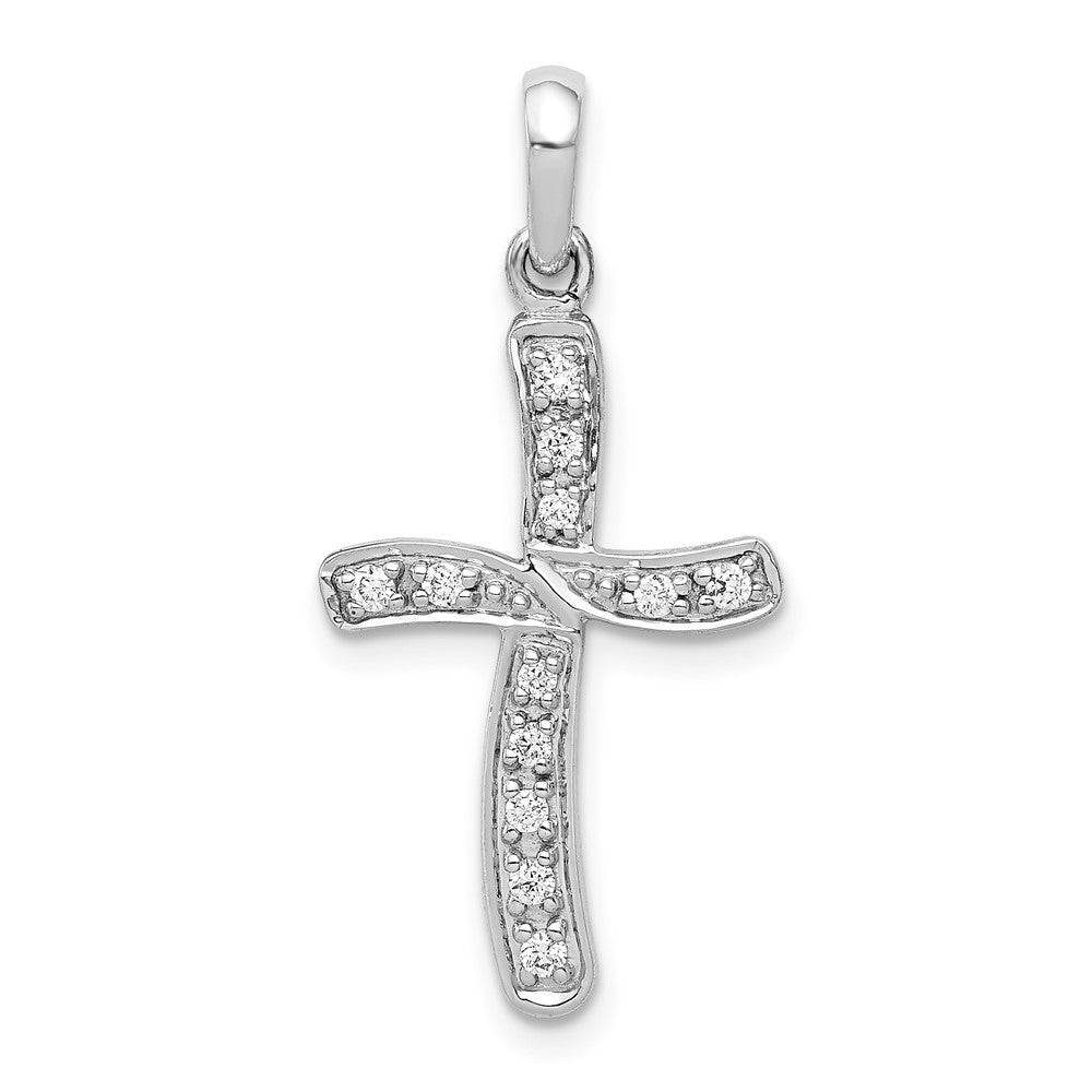 14k White Gold 1/8ct. Real Diamond Cross Pendant