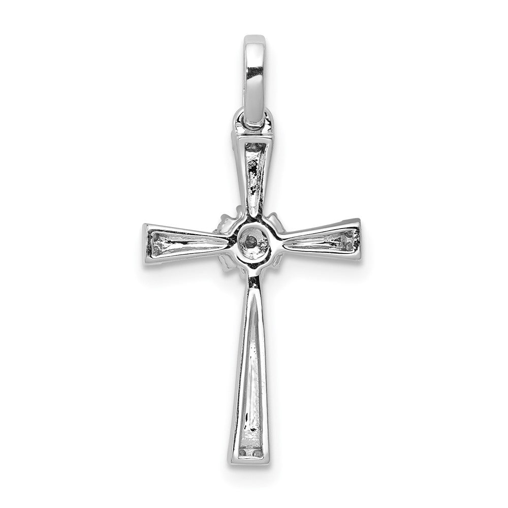 14k White Gold 1/6ct. Real Diamond Cross Pendant