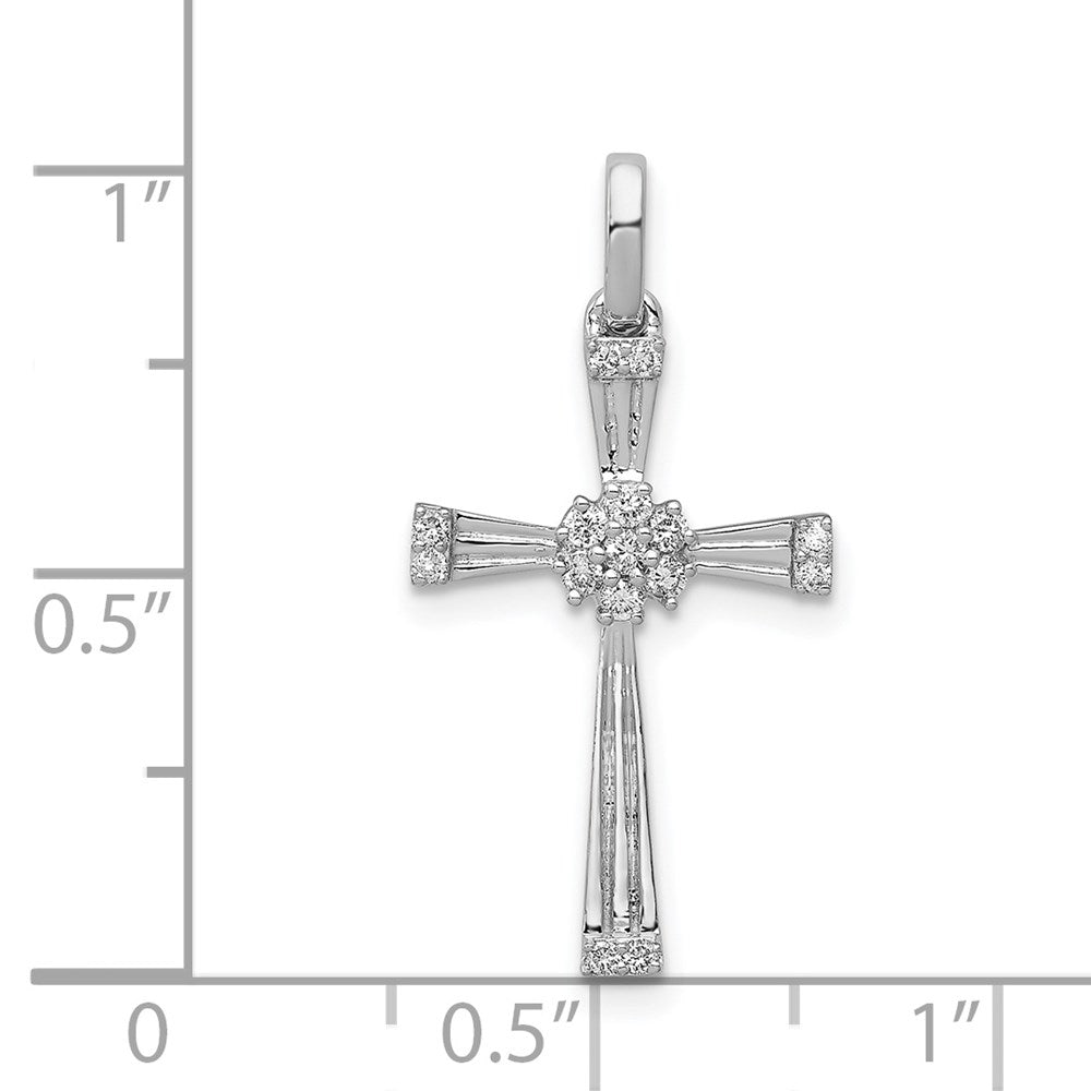 14k White Gold 1/6ct. Real Diamond Cross Pendant