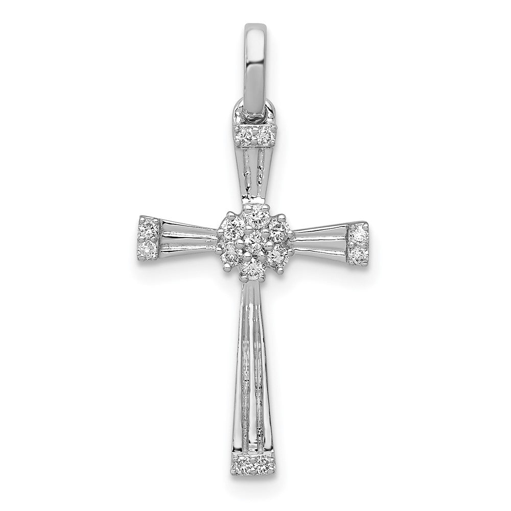 14k White Gold 1/6ct. Real Diamond Cross Pendant