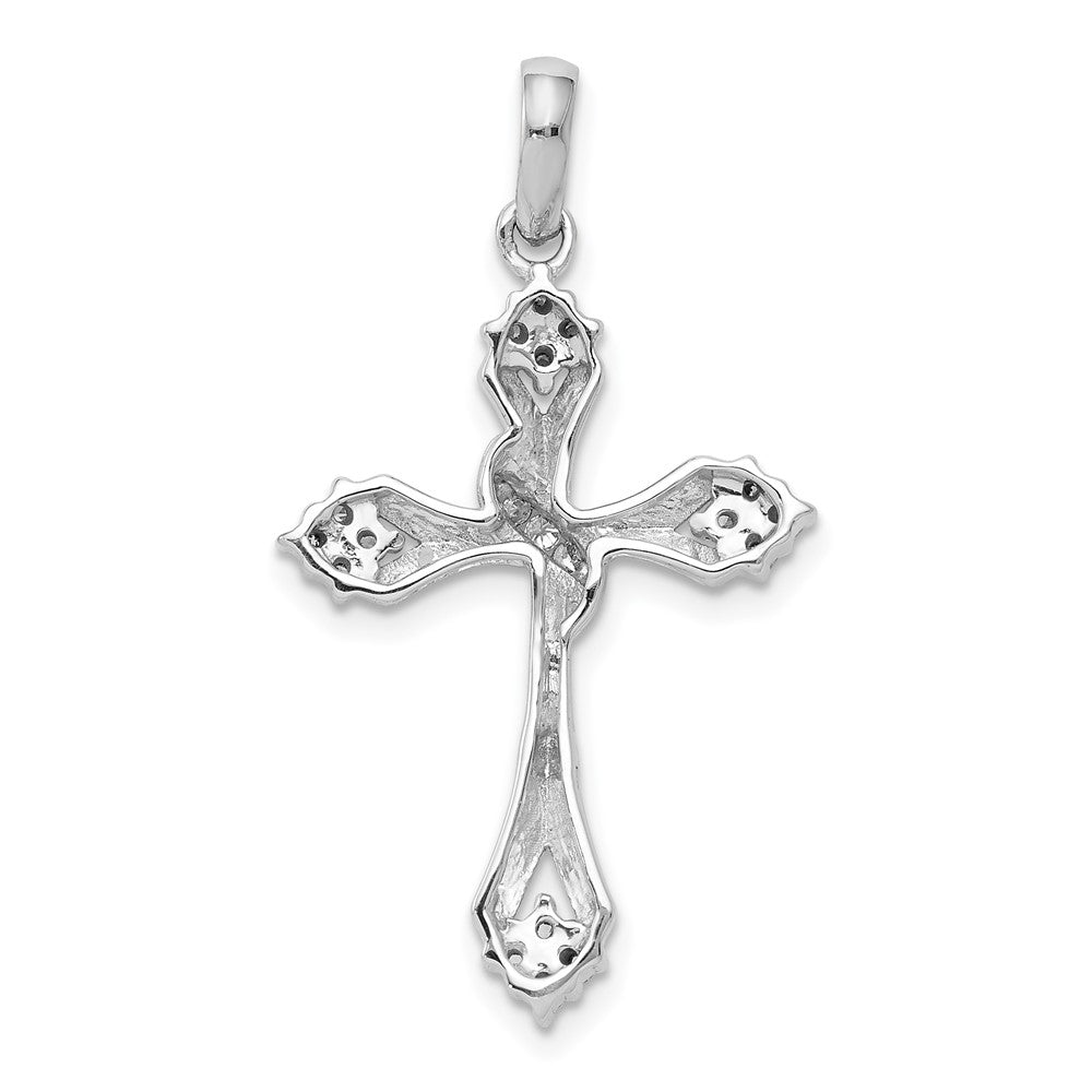 Solid 14k White Gold 1/5ct. Simulated CZ Cross Pendant