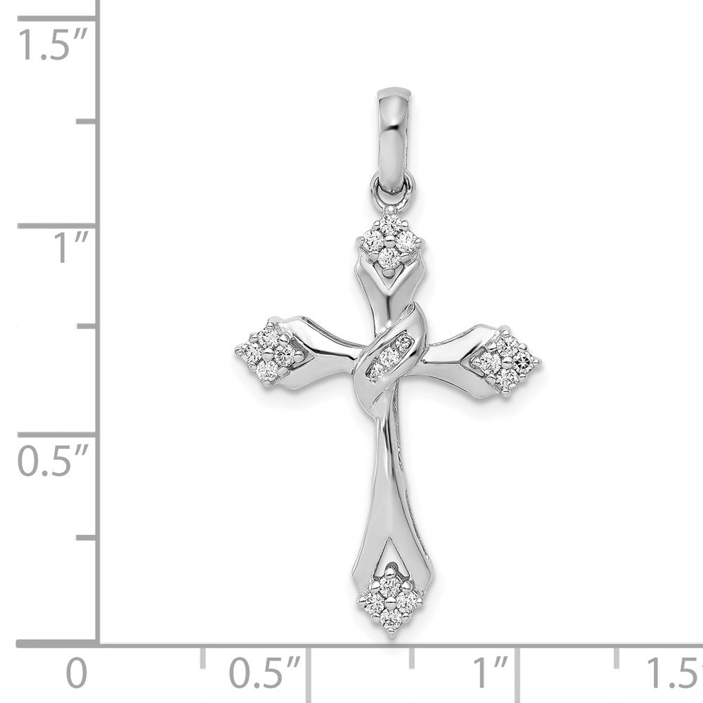 14k White Gold 1/5ct. Real Diamond Cross Pendant