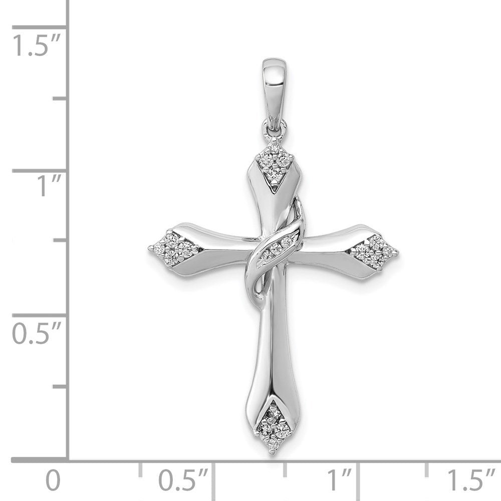 14k White Gold 1/6ct. Real Diamond Cross Pendant