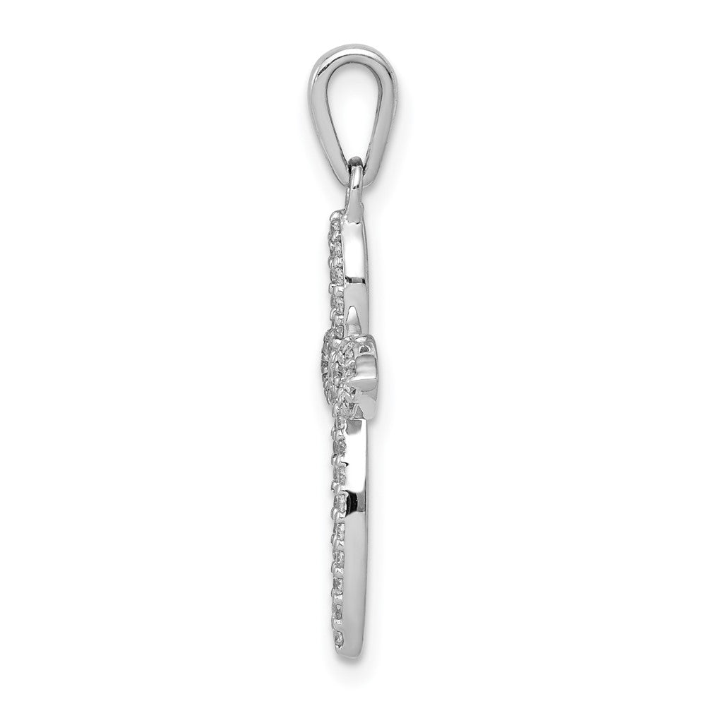 14k White Gold 1/5ct. Real Diamond Cross Pendant