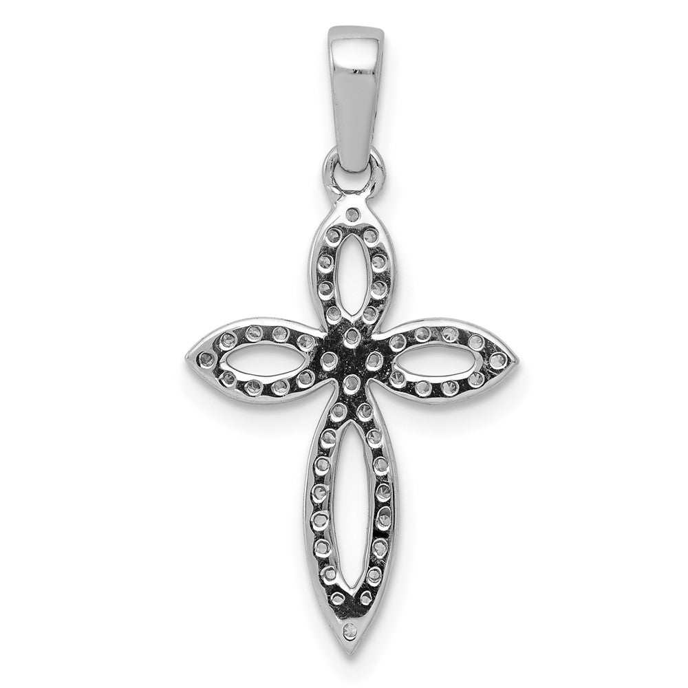 14k White Gold 1/5ct. Real Diamond Cross Pendant