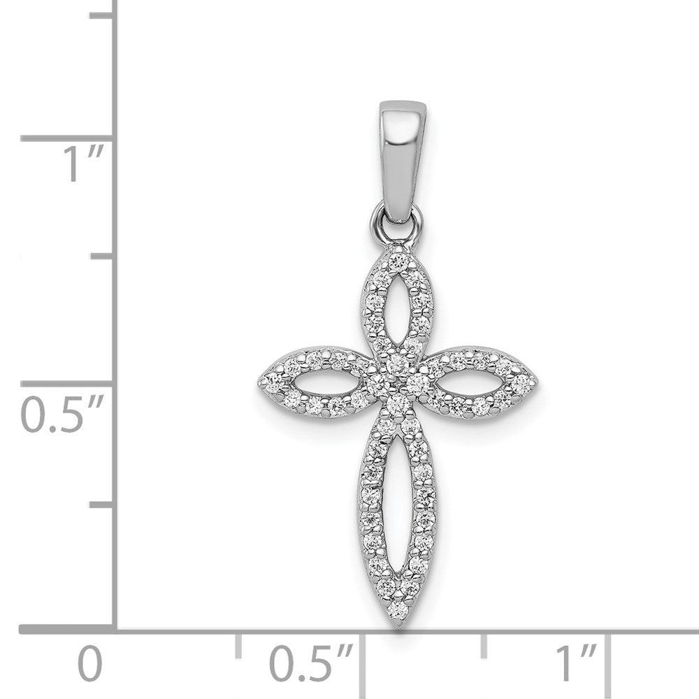 14k White Gold 1/5ct. Real Diamond Cross Pendant