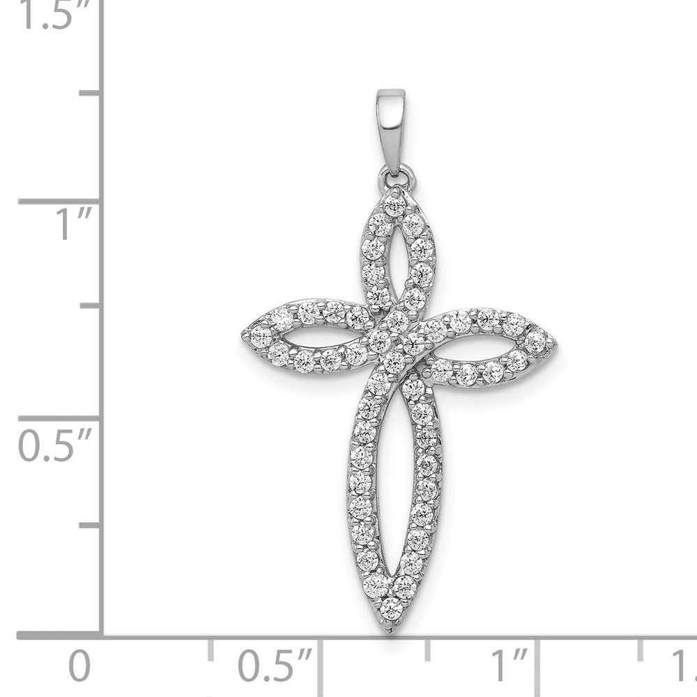 14k White Gold 1/2ct. Real Diamond Cross Pendant