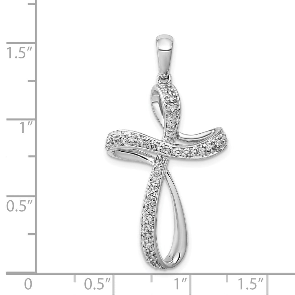 14k White Gold 1/5ct. Real Diamond Cross Pendant