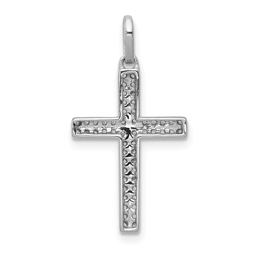 14k White Gold 1/6ct. Real Diamond Cross Pendant