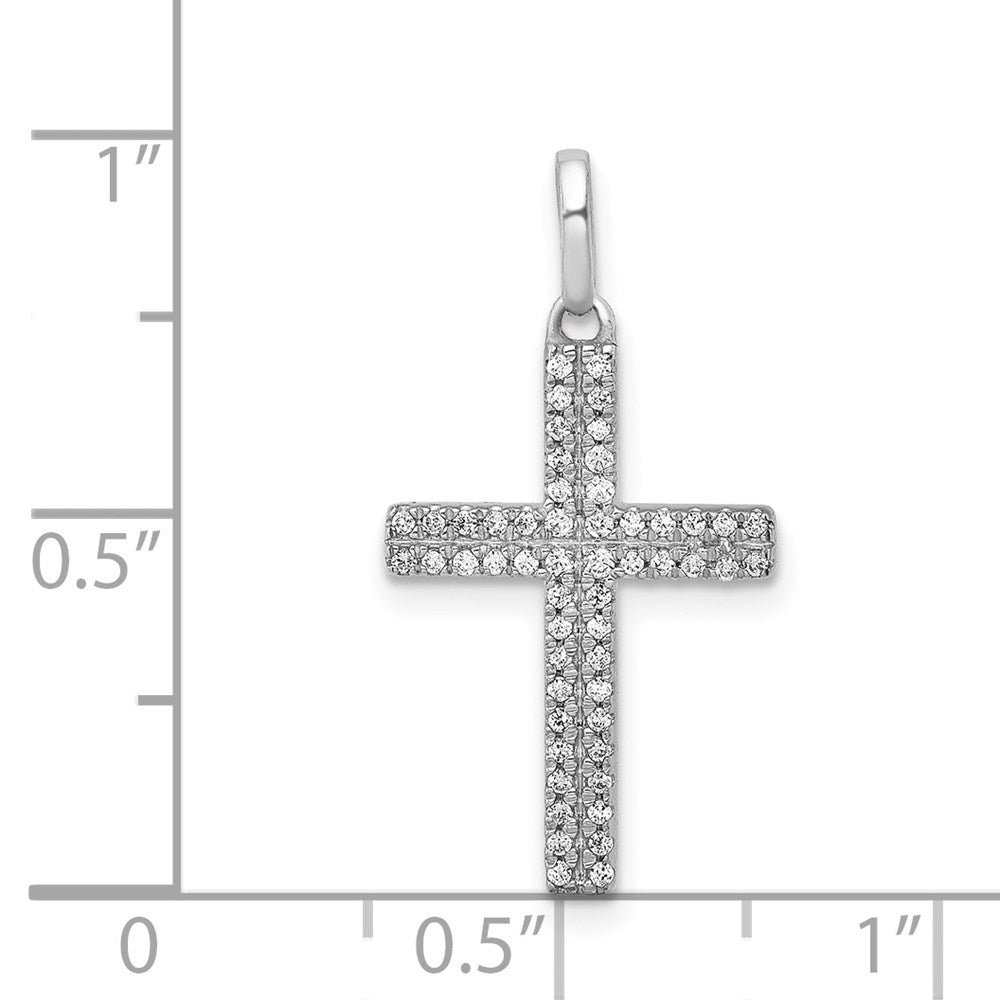 14k White Gold 1/6ct. Real Diamond Cross Pendant