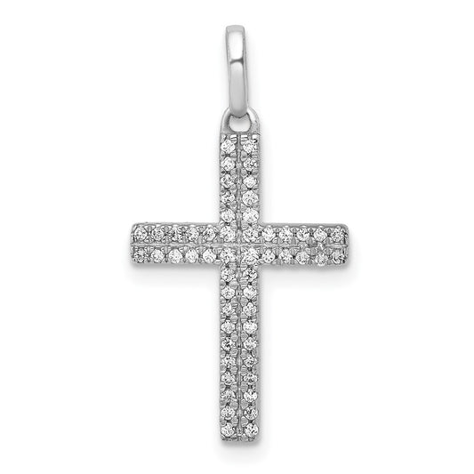 14k White Gold 1/6ct. Real Diamond Cross Pendant