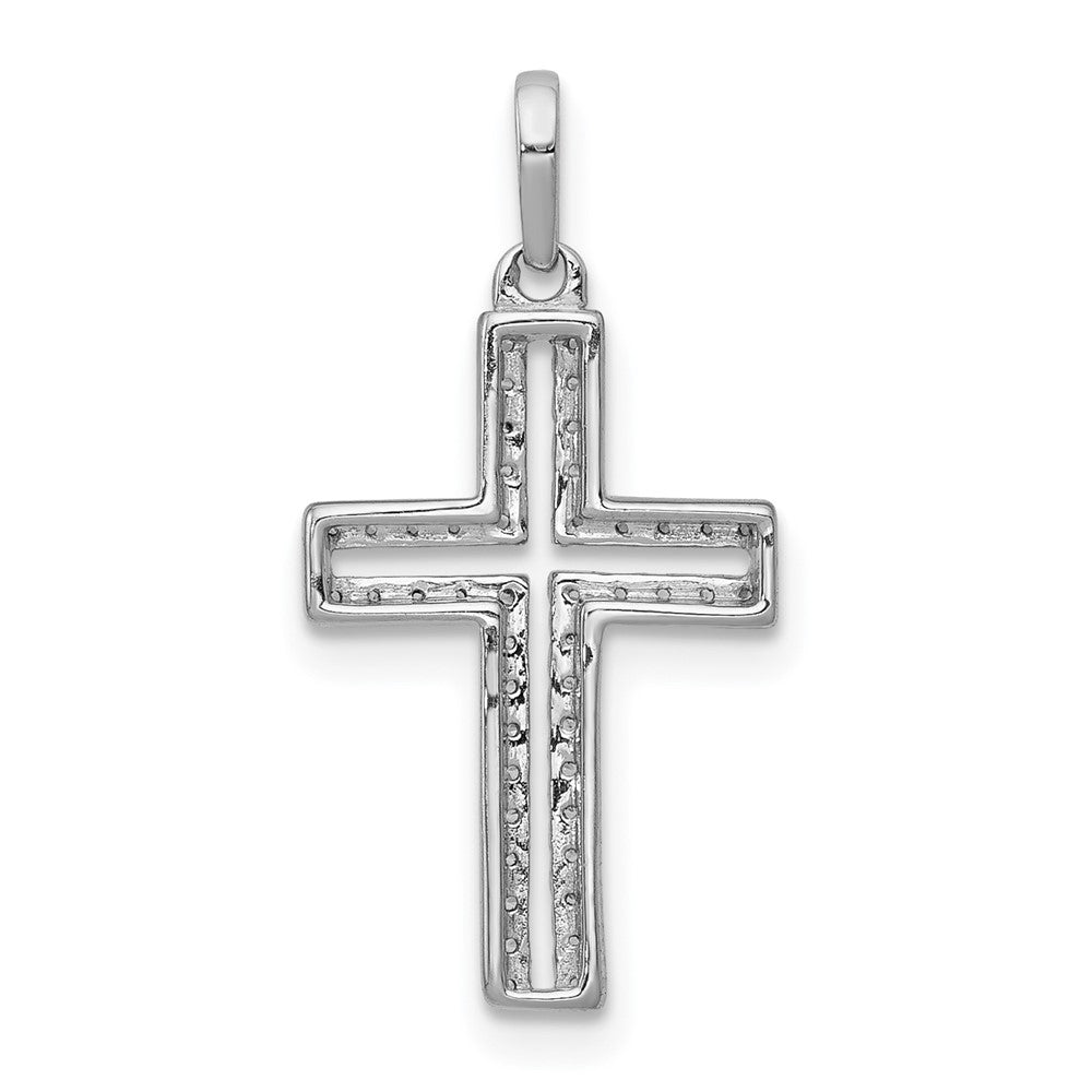 14k White Gold 1/8ct. Real Diamond Cross Pendant