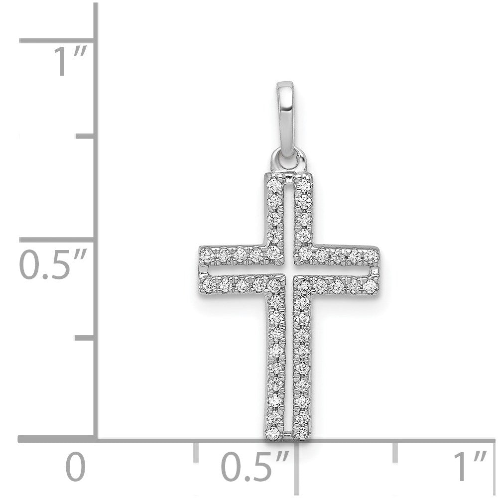 14k White Gold 1/8ct. Real Diamond Cross Pendant