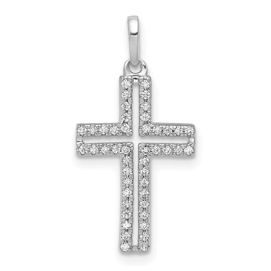 14k White Gold 1/8ct. Real Diamond Cross Pendant