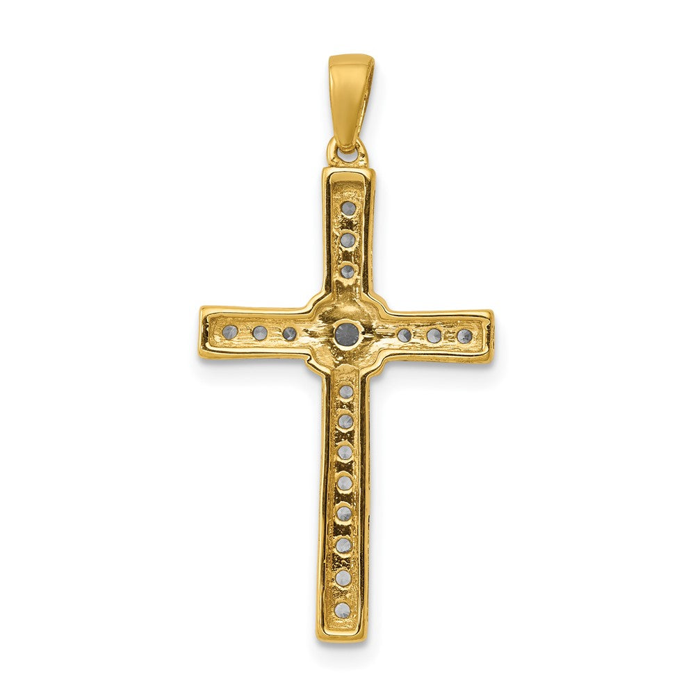 14K Yellow Gold 1/3ct. Real Diamond Cross Pendant