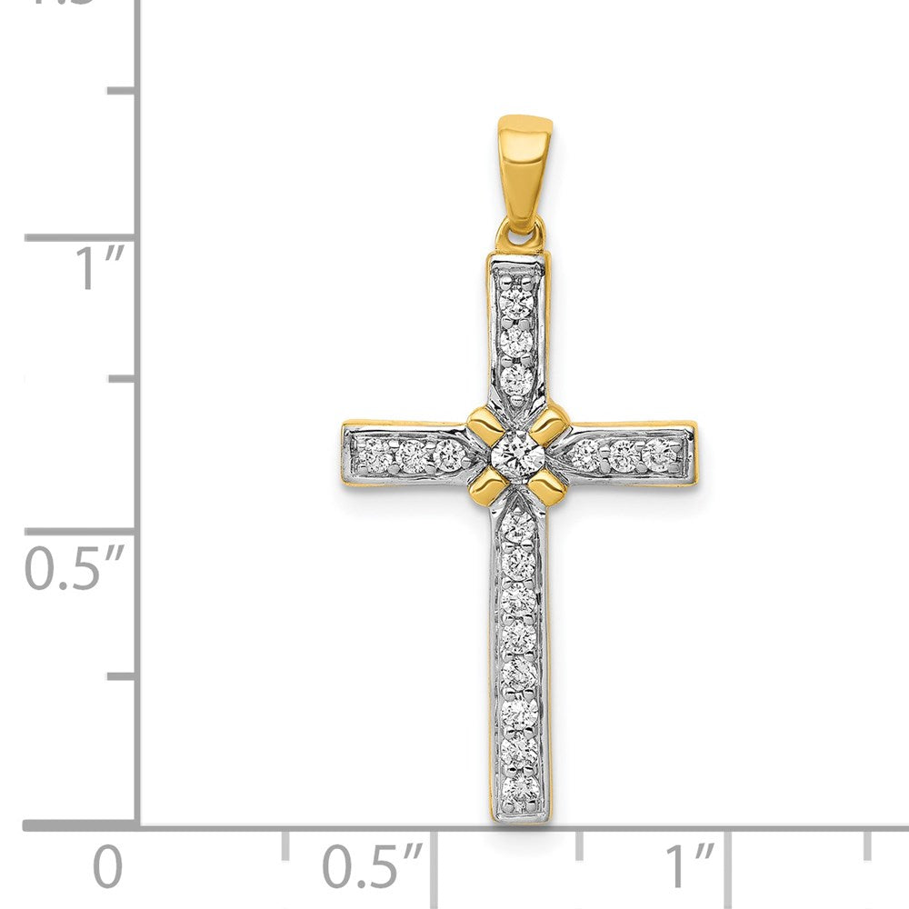 14K Yellow Gold 1/3ct. Real Diamond Cross Pendant