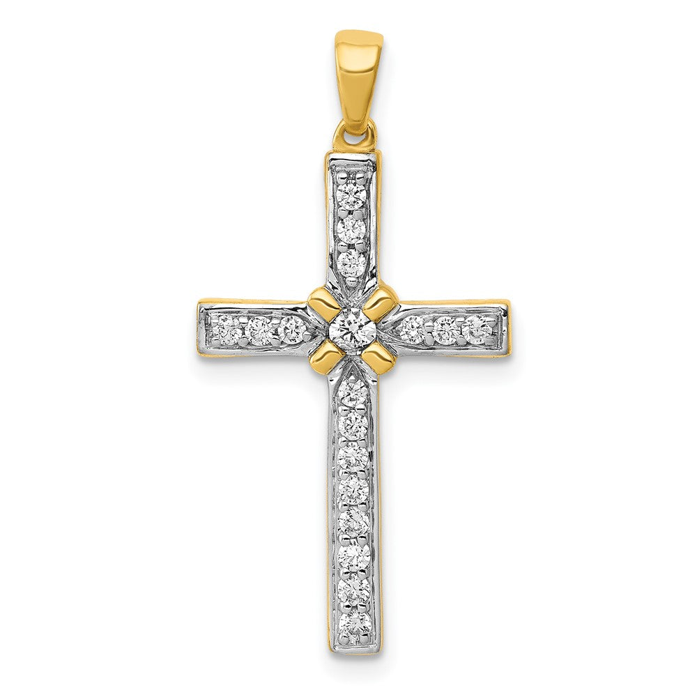 14K Yellow Gold 1/3ct. Real Diamond Cross Pendant