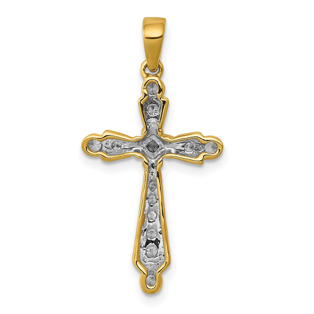 14K Yellow Gold 1/5ct. Real Diamond Cross Pendant