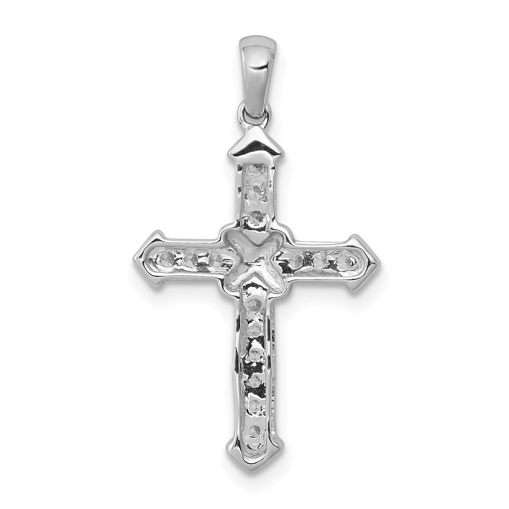 14k White Gold Passion Real Diamond Cross Pendant