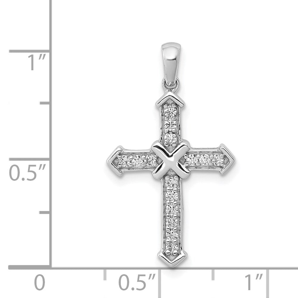 14k White Gold Passion Real Diamond Cross Pendant