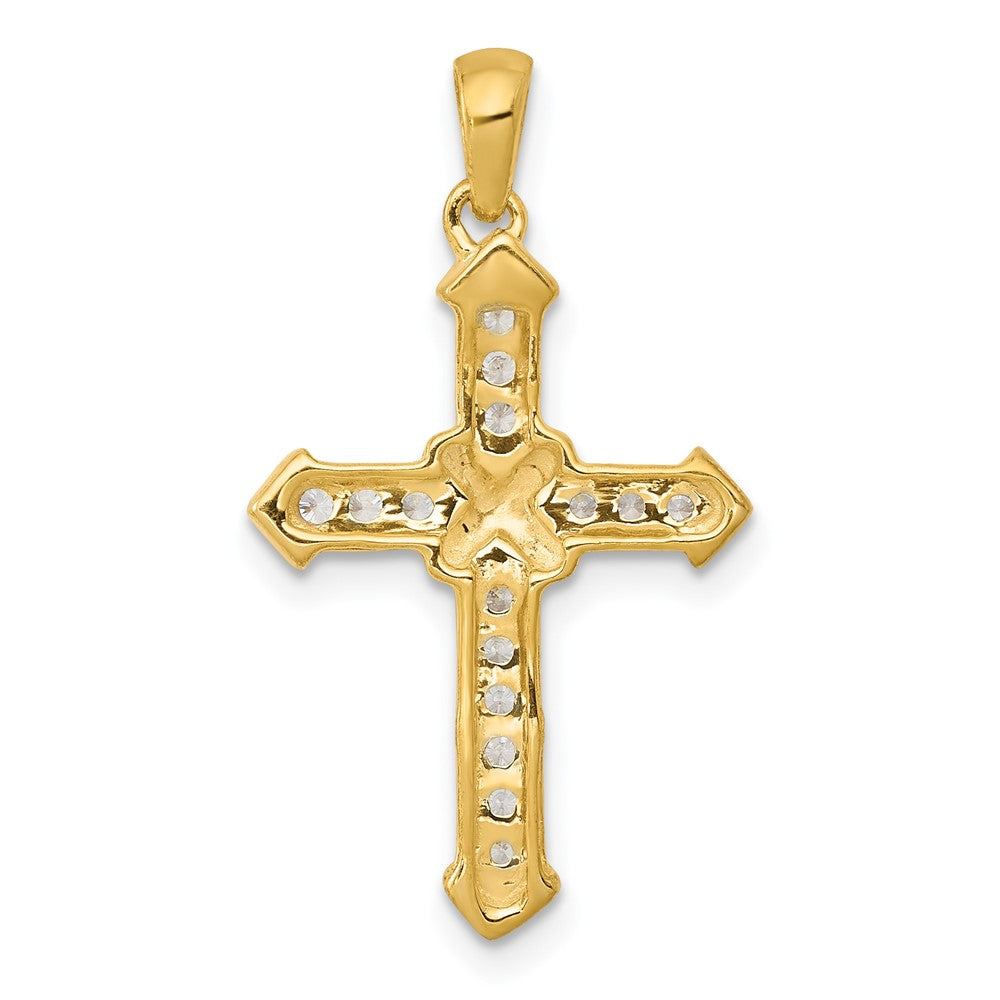 14K Yellow Gold Passion Real Diamond Cross Pendant