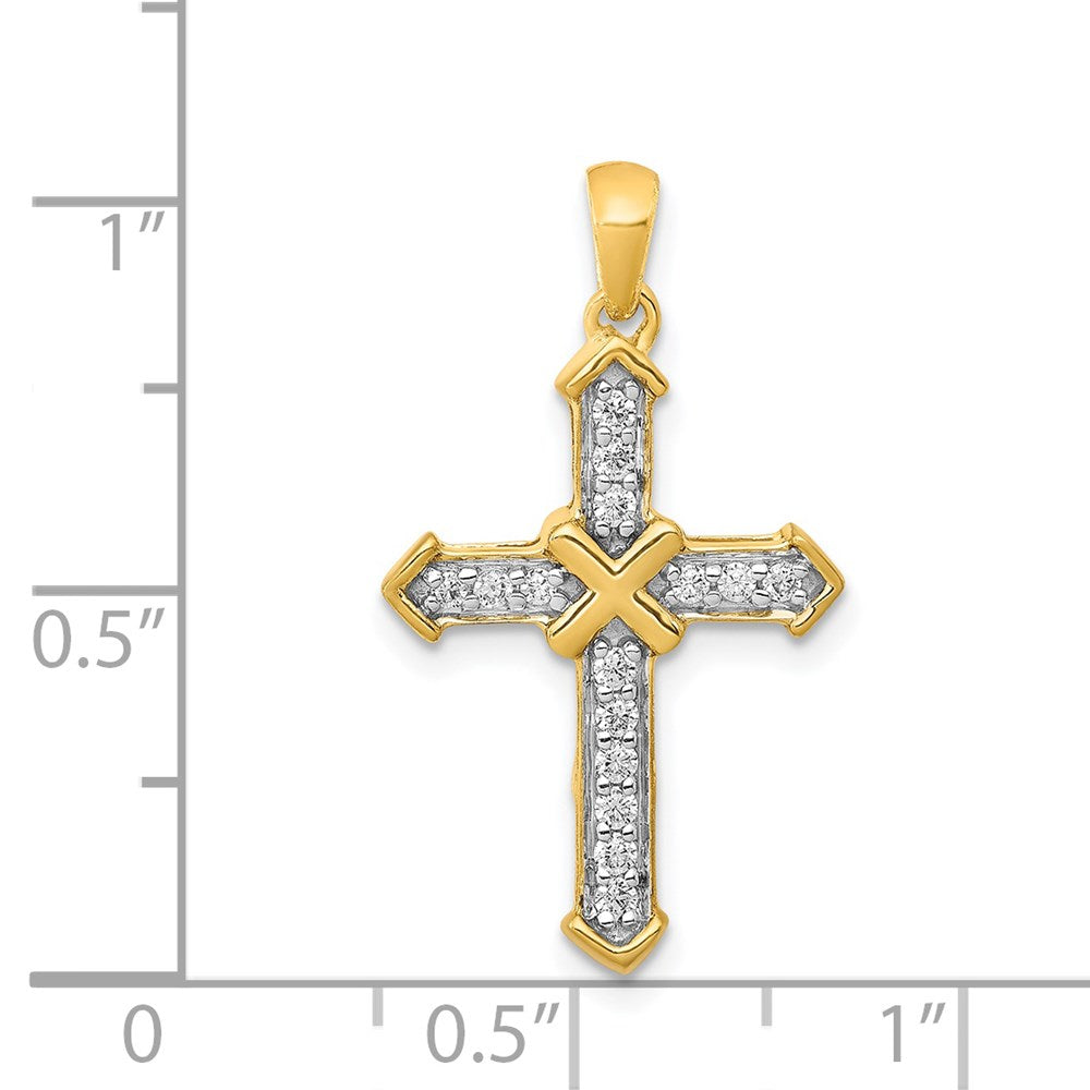 14K Yellow Gold Passion Real Diamond Cross Pendant