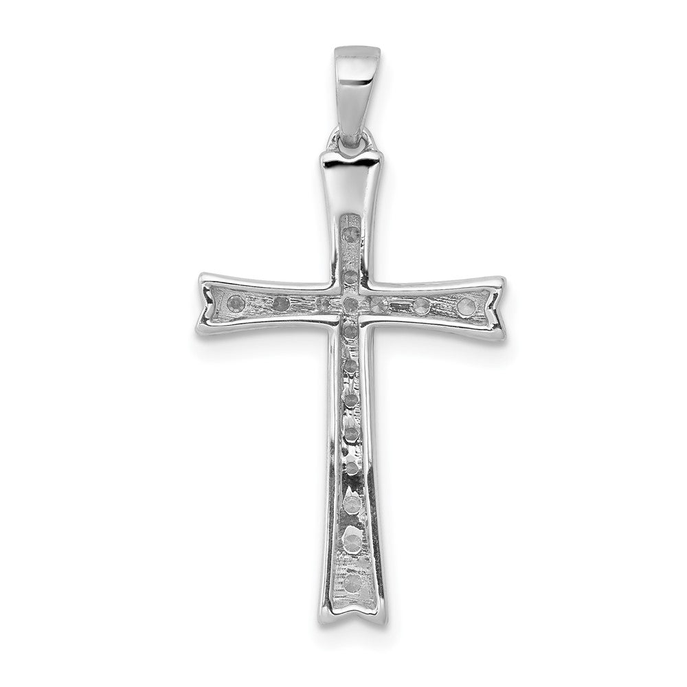 14k White Gold 1/5ct. Real Diamond Cross Pendant