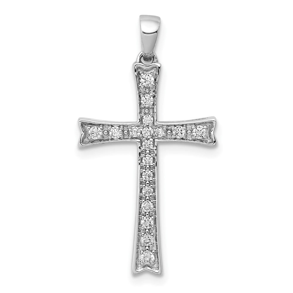 14k White Gold 1/5ct. Real Diamond Cross Pendant