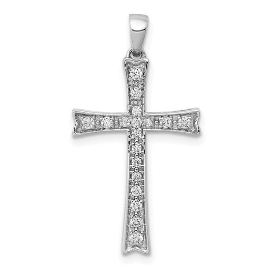 14k White Gold 1/5ct. Real Diamond Cross Pendant