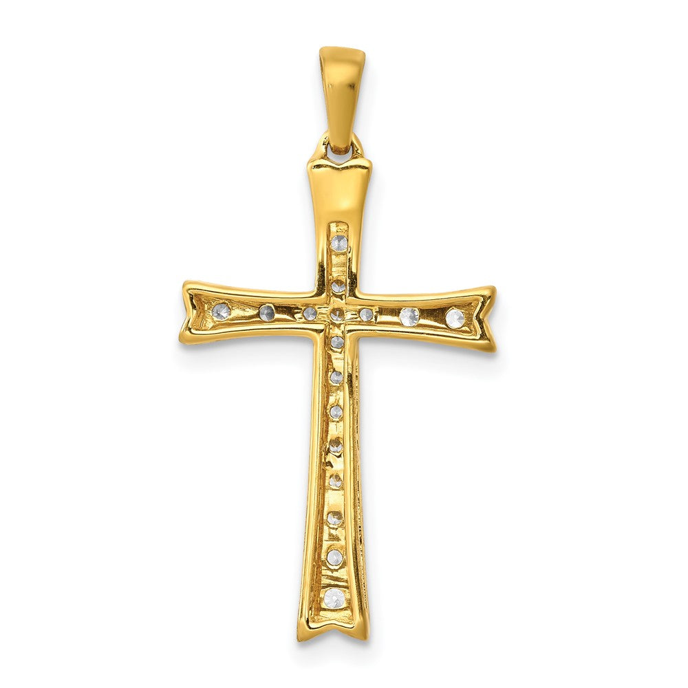 14K Yellow Gold 1/5ct. Real Diamond Cross Pendant