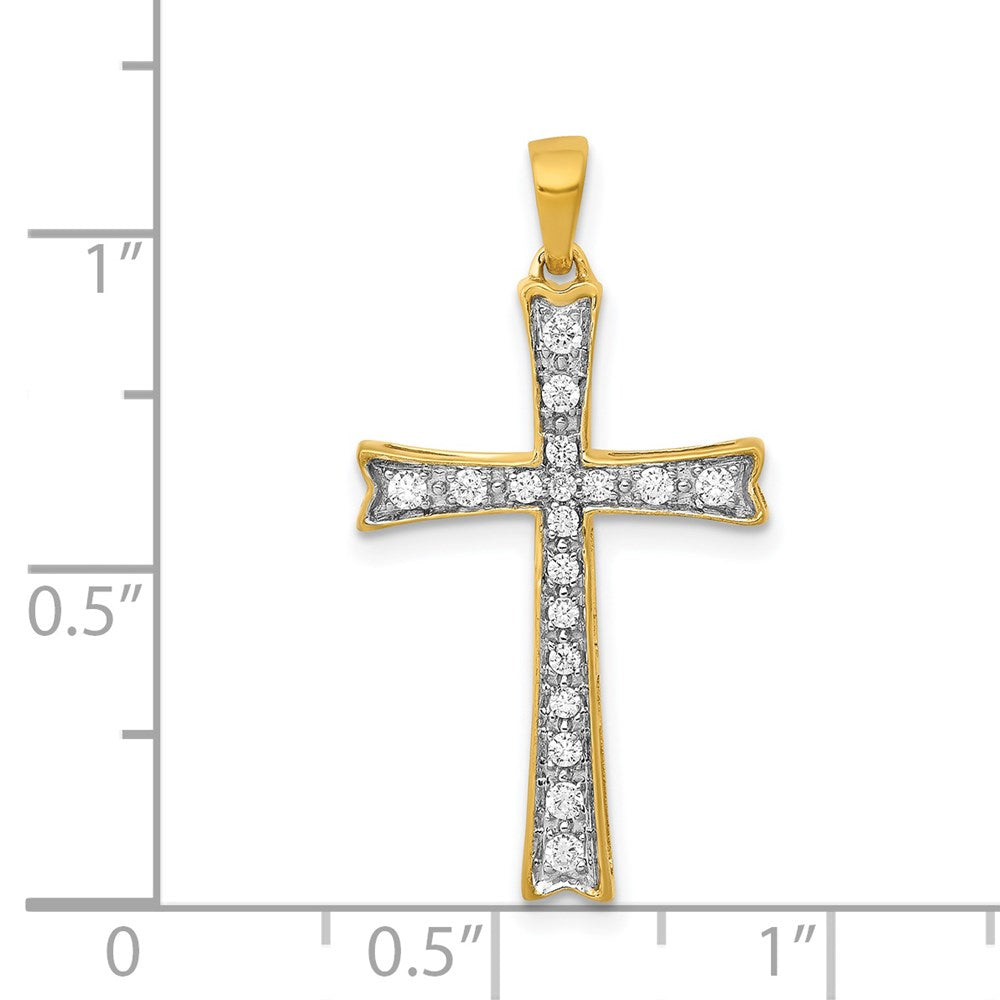 14K Yellow Gold 1/5ct. Real Diamond Cross Pendant