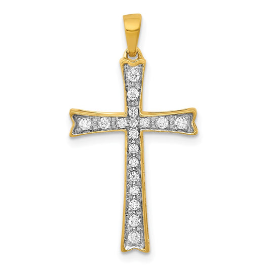 14K Yellow Gold 1/5ct. Real Diamond Cross Pendant