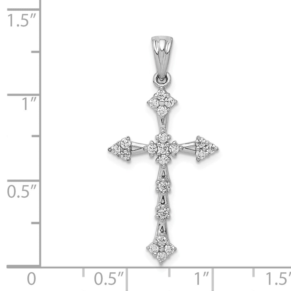 14k White Gold 1/4ct. Real Diamond Cross Pendant