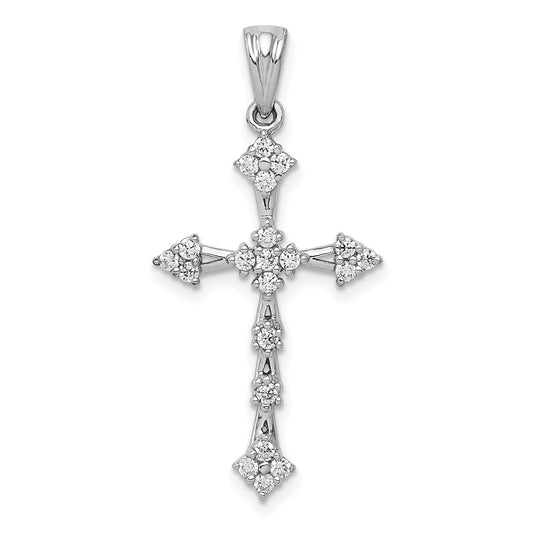 14k White Gold 1/4ct. Real Diamond Cross Pendant