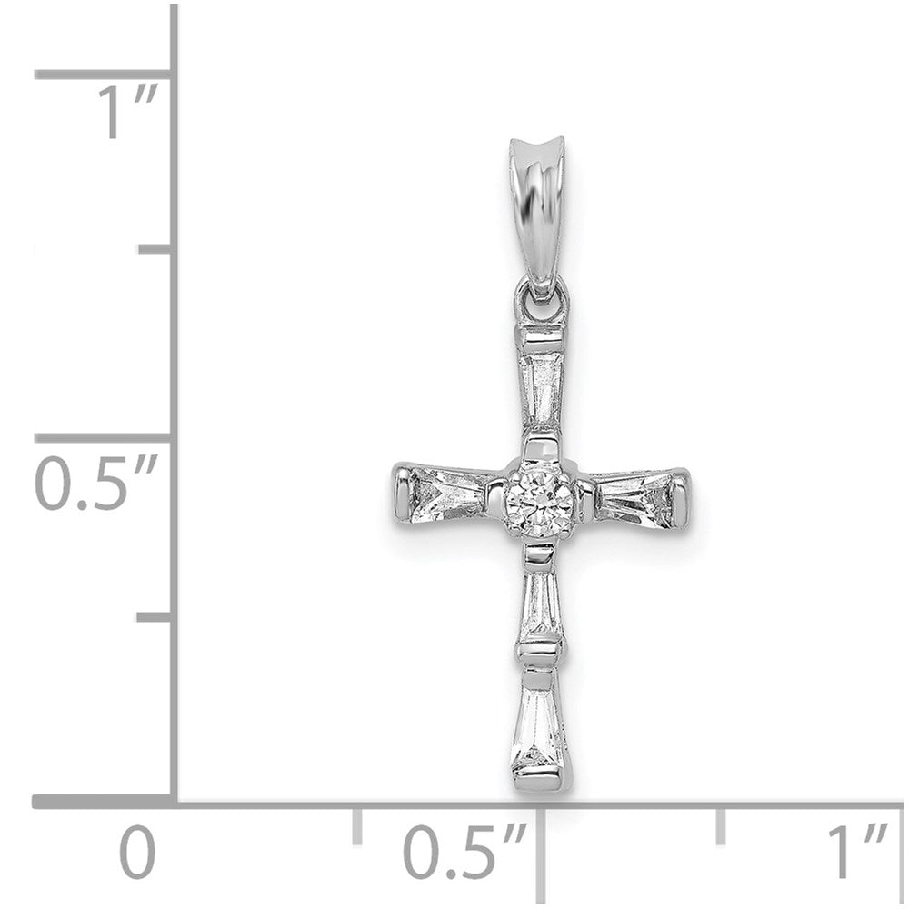 14k White Gold 1/5ct. Real Diamond Cross Pendant