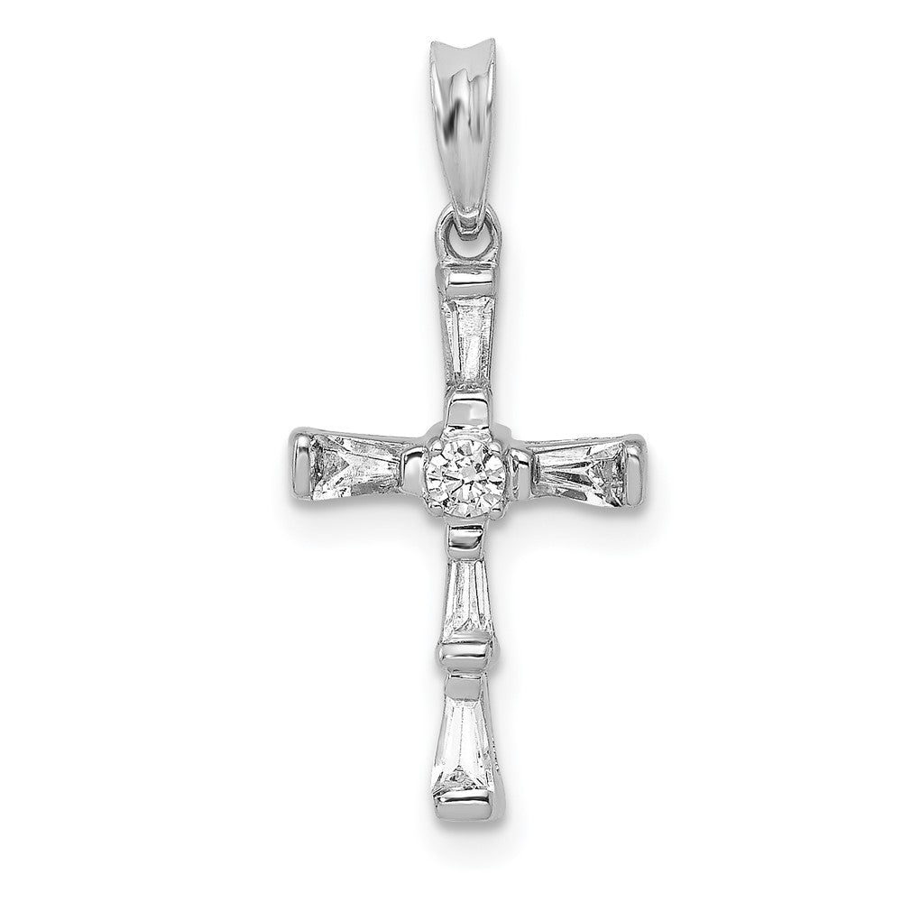 14k White Gold 1/5ct. Real Diamond Cross Pendant