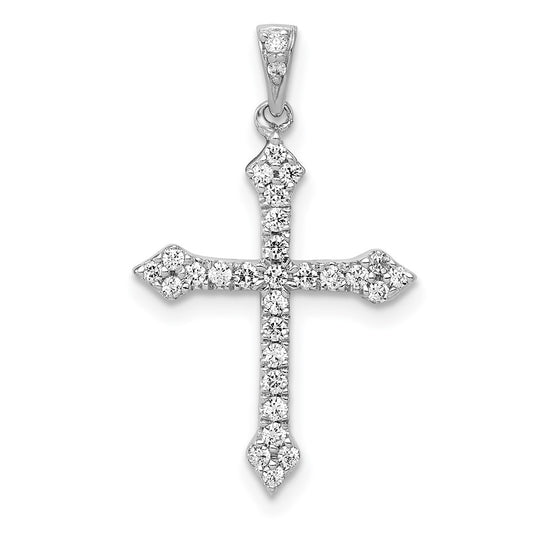 14k White Gold 1/4ct. Real Diamond Cross Pendant