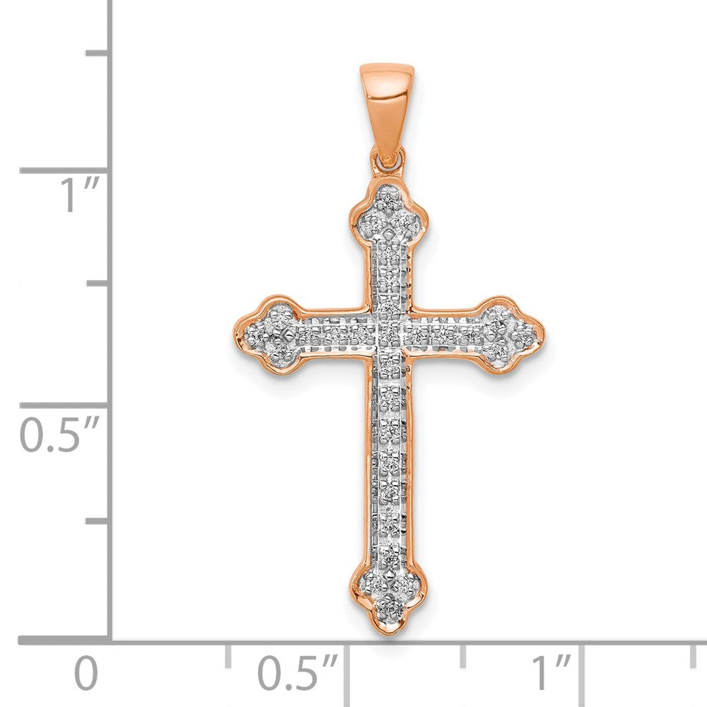 14k Rose Gold & Rhodium Real Diamond Cross Pendant