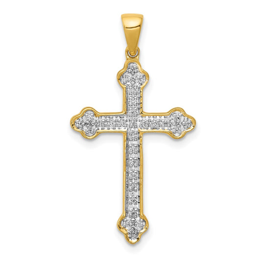 14k Yellow Gold 1/10ct. Real Diamond Cross Pendant