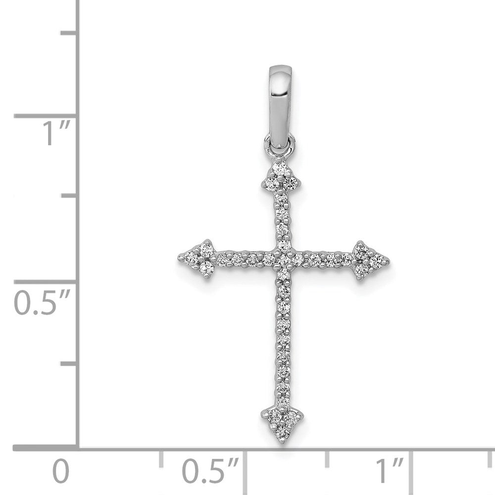 14k White Gold 1/5ct. Real Diamond Cross Pendant