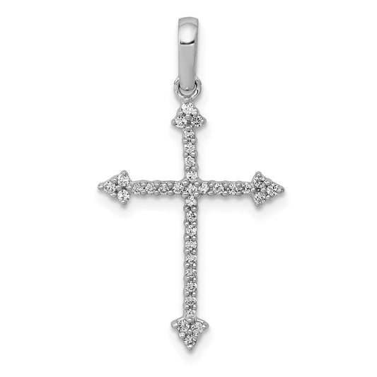 14k White Gold 1/5ct. Real Diamond Cross Pendant