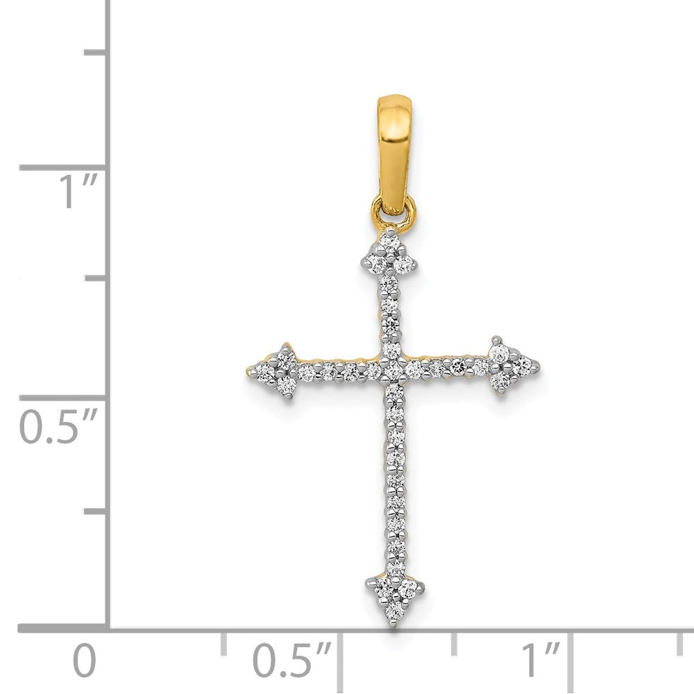 14K Yellow Gold 1/5ct. Real Diamond Cross Pendant