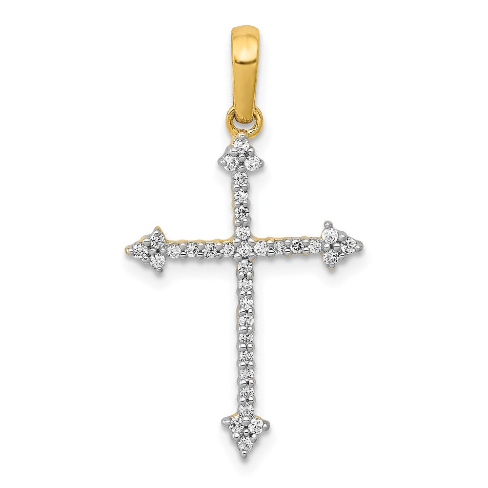 14K Yellow Gold 1/5ct. Real Diamond Cross Pendant