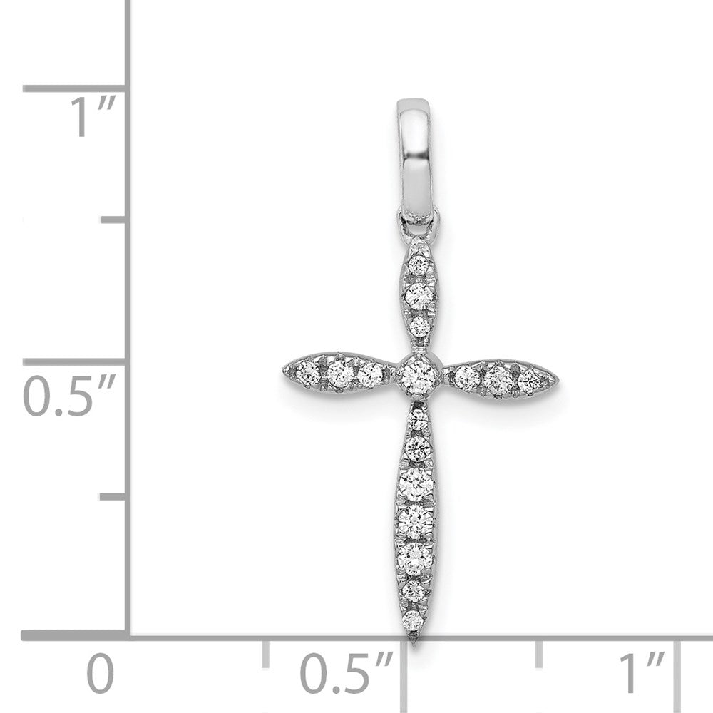 14k White Gold 1/6ct. Real Diamond Cross Pendant