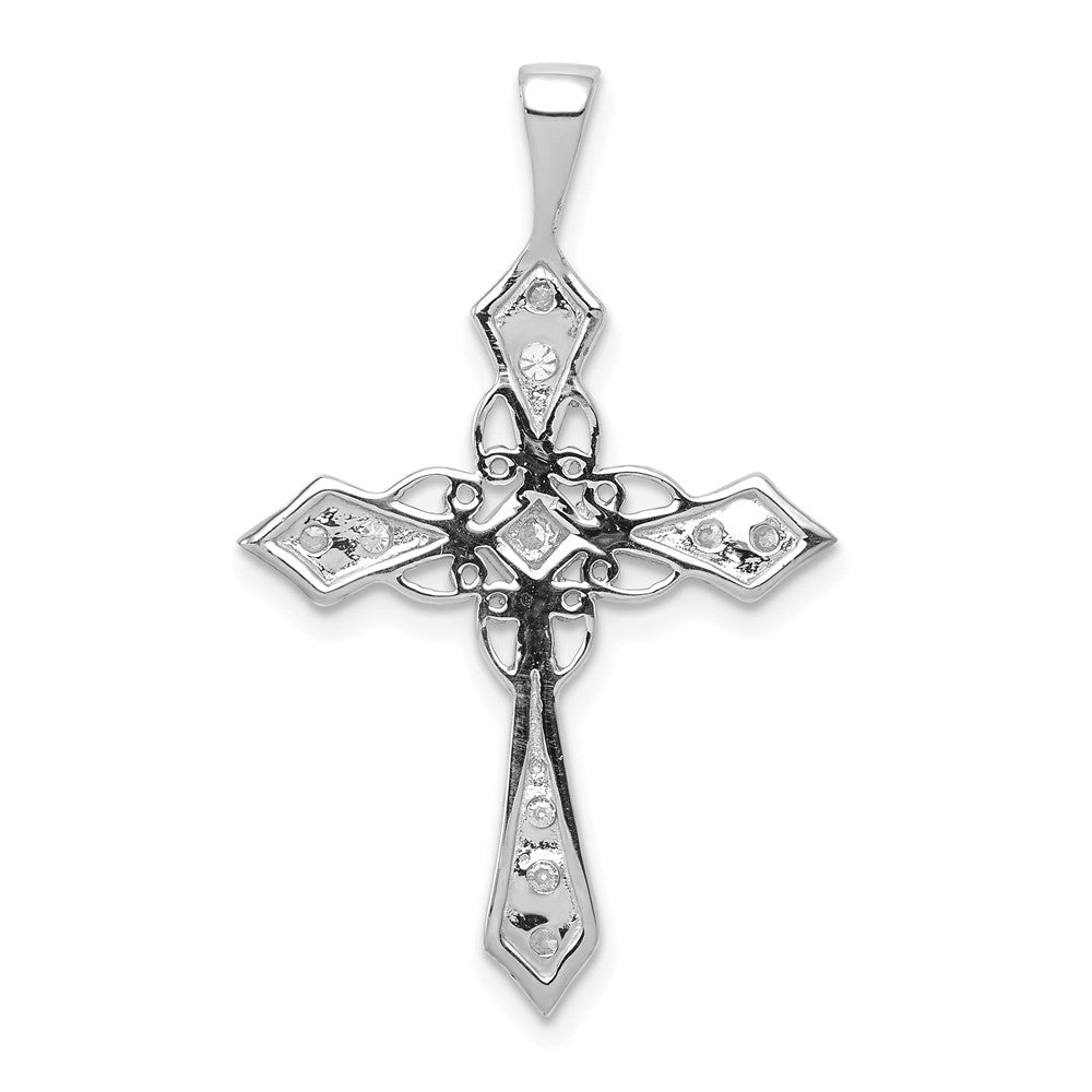 14k White Gold AA Real Diamond Passion Cross pendant