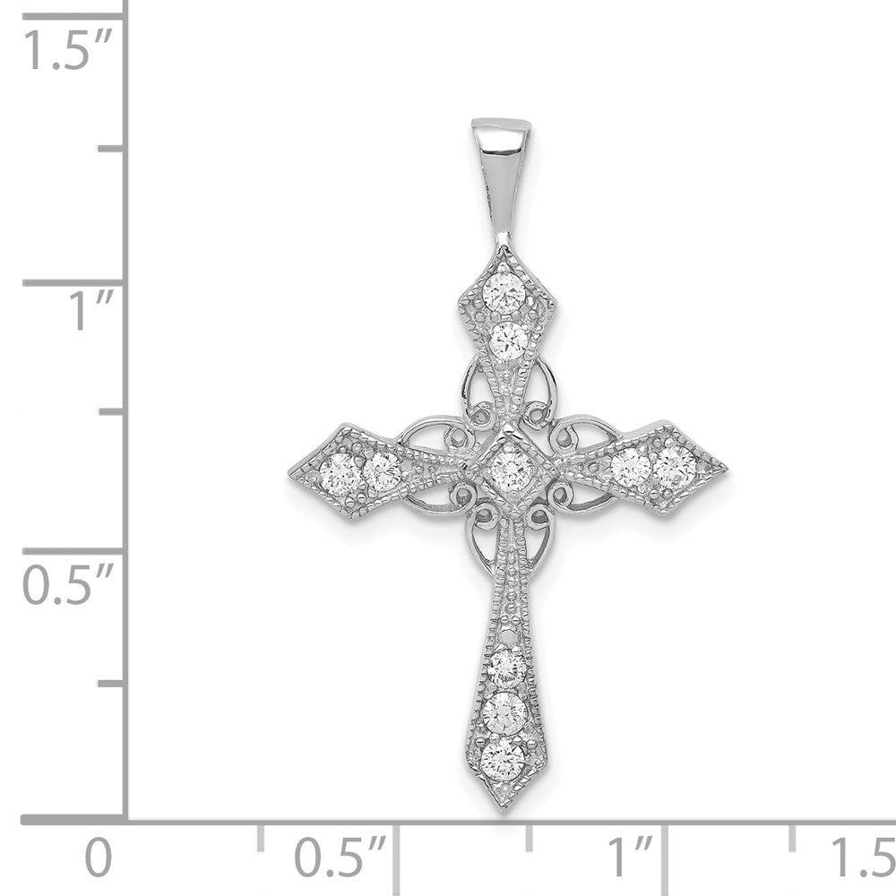 14k White Gold AA Real Diamond Passion Cross pendant