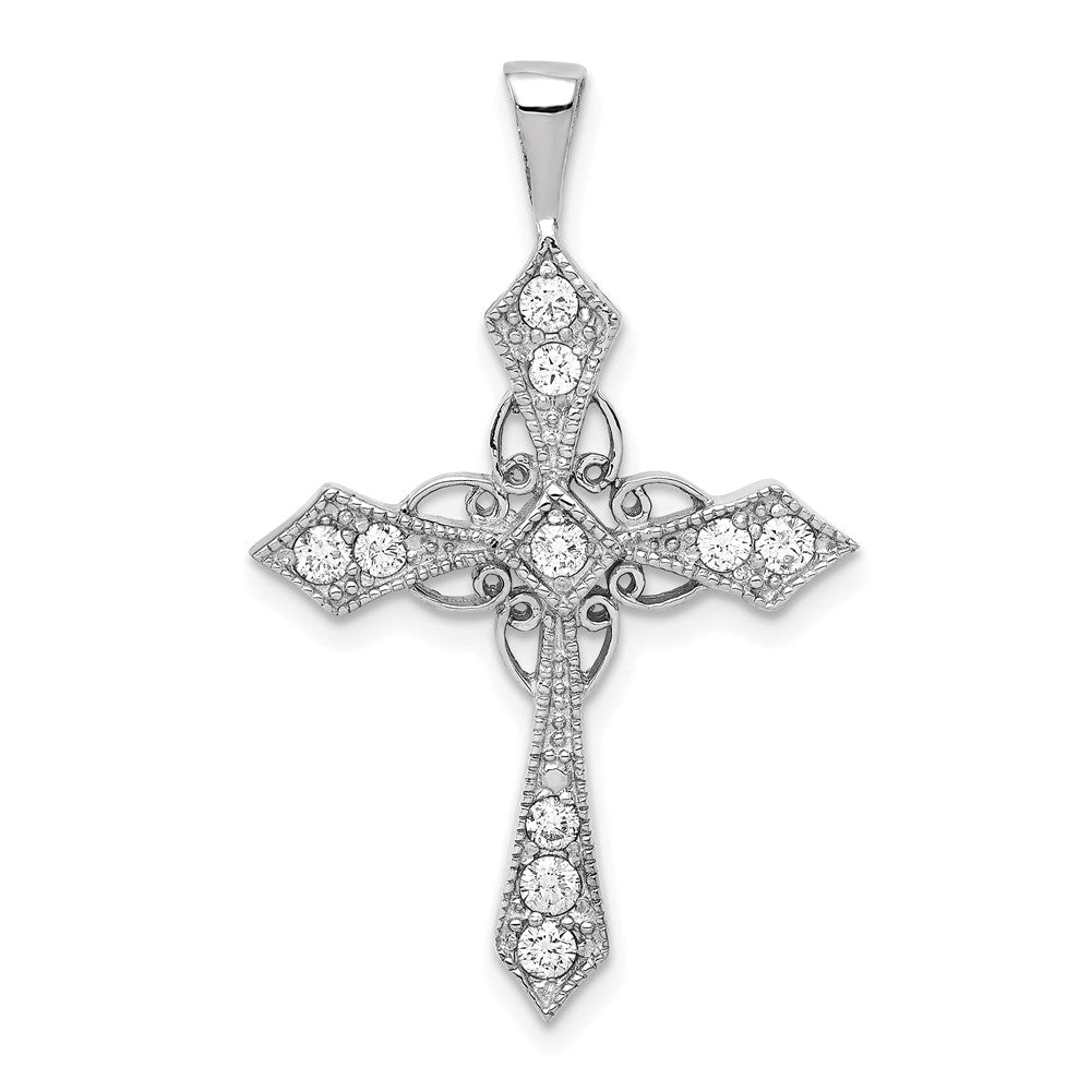 14k White Gold AA Real Diamond Passion Cross pendant