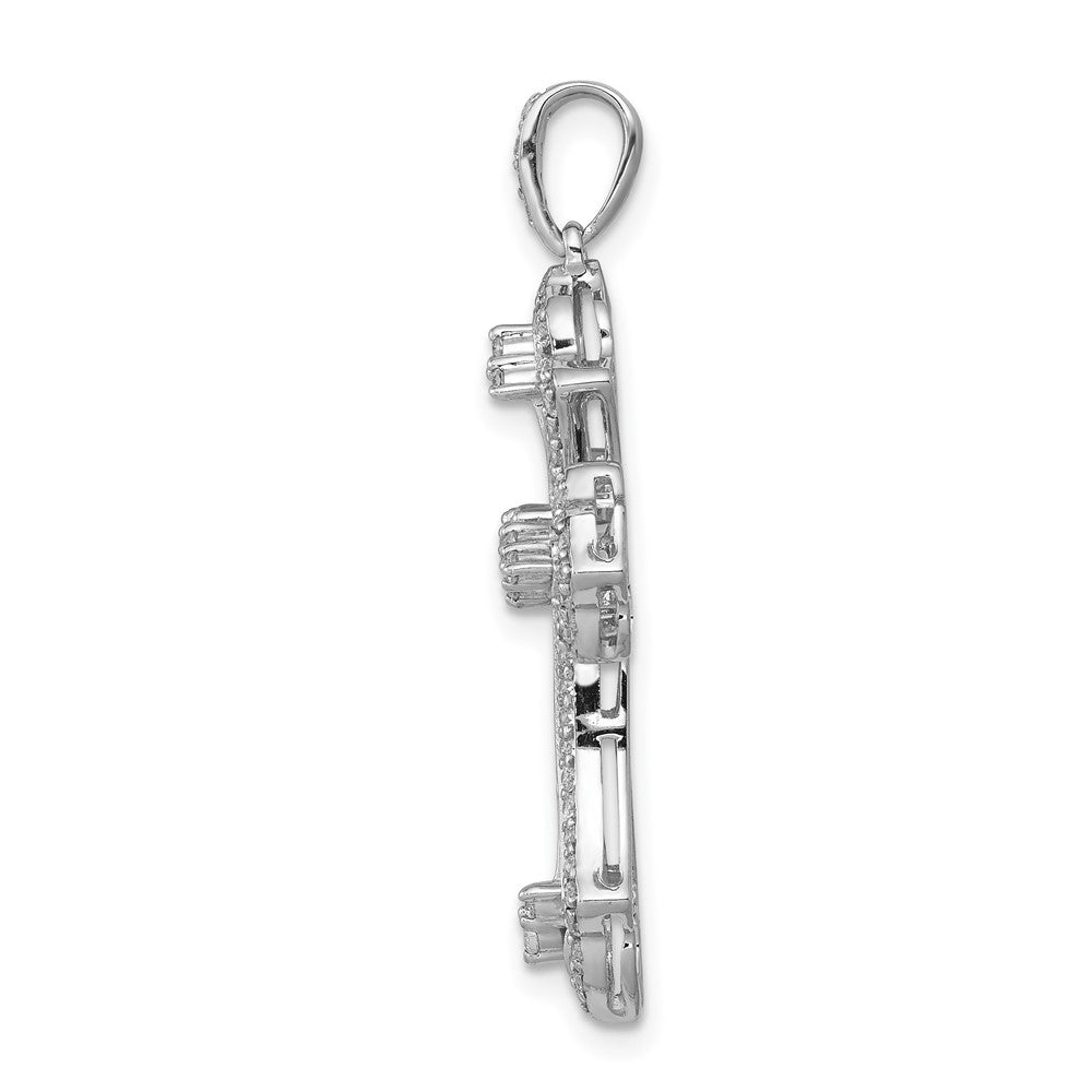 14k White Gold 1/2ct. Real Diamond Fancy Cross Pendant