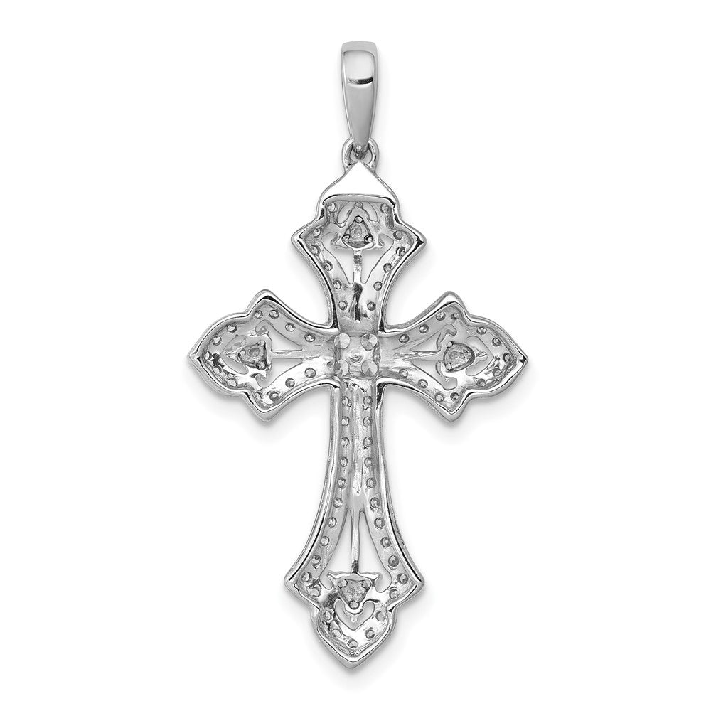 14k White Gold 1/2ct. Real Diamond Fancy Cross Pendant